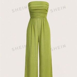 Green strapless jumpsuit